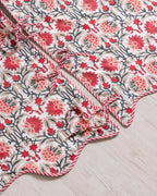 Red Green Hand Block Printed Christmas Tree Skirt, Farmhouse Boho Holiday Party Decoration, Season